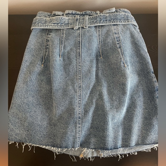 Free People East of Eden Medium Wash Denim Belted Mini Skirt - Picture 6 of 8